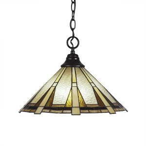 Toltec Lighting Any 1 - Light Pendant in  Matte Black with 16" Zion Art Glass Shade - 1 of 1