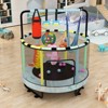 Hooseng 55" 7-in-1 Round Trampoline for Kids with Safety Enclosure Net, Indoor & Outdoor Toddler Trampoline with Adjustable Gymnastics Bar & Toys - 2 of 4