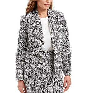 Kasper Womens Zipper Detail Blazer Jacket, White, 12P - 1 of 1