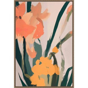 23"x33" Flower Petals Abstract by Melloi Art Prints Framed Canvas Wall Art Print Bronze - Amanti Art: Modern Botanical Lithograph - 1 of 4