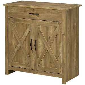 Aghana Digitals Rustic Farmhouse Storage Cabinet with Barn Doors, Drawer & Adjustable Shelf - - 1 of 4