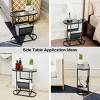 Glass Oval Skinny Side Table With Storage,Small Side Tables For Living Room,Small Nightstand With Storage,Small Bedside Table-Cuddlewood - 3 of 4