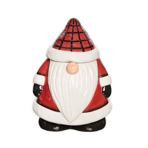 Gallerie II Plaid Gnome Cookie Jar Kitchen Storage Decor