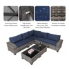 FIONECA Deluxe 7-Piece Patio Furniture Set ¨C Gray Rattan Outdoor Conversation Set with Blue Cushions & 2 Tables - 4 of 4