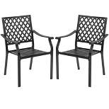 Costway Set of 2 Patio Dining Chairs Stackable Metal Slat Armreset Garden Yard