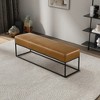 Ashcroft Furniture,Odessa Tan Leather Bench - 4 of 4