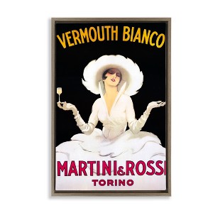 Stupell Industries Vermouth Vintage Lady Advertisement Black Framed Floater Canvas Wall Art - 1 of 4
