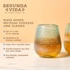 Twine Living Playa Bonita Stemless Wine Glasses, Recycled Drinking Glass, Coastal Inspired Sea Blue and Sand Design, 13 oz, Set of 2 - 2 of 4