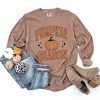 Simply Sage Market Women's Pumpkin Season Varsity Grunge Long Sleeve Garment Dyed Tee - 3 of 4