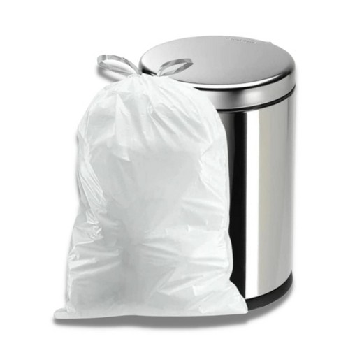 Plasticplace 4-6 Gallon Drawstring Trash Bags, White (200 Count)