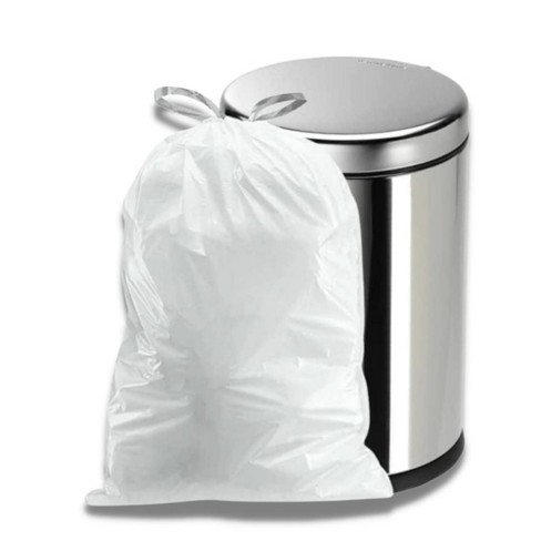 Plasticplace 5 Gallon Drawstring Trash Bags - White (100 Count)