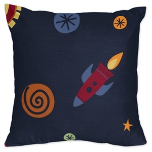 Navy Space Galaxy Throw Pillow - Sweet Jojo Designs , Blue Orange Red
