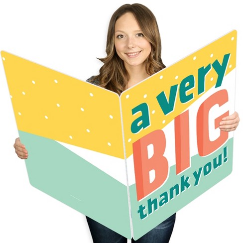 Big Dot of Happiness A Very Big Thank You - Gratitude Giant Greeting Card -  Big Shaped Jumborific Card - 16.5 x 22 inches