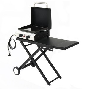 Karl Home 2 Burner Foldable Propane Griddle Rolling Flat Top Gas Grill With Wheels And Lid For Outdoor Cooking - 1 of 4