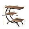Lirago Brown C-Shaped 3-Tier End Table Metal Frame Particleboard 23.62x11.81x25.59 Industrial Sofa Side Table - 3 of 4