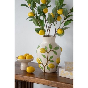 ORRD 8.7x8.7x15" White Ceramic Lidded Jar with Playful Lemon Design - 1 of 4