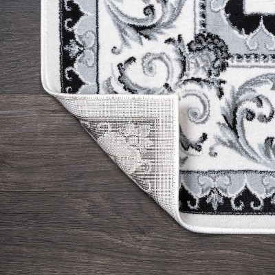 Cream and Light Gray Reversible Synthetic Area Rug
