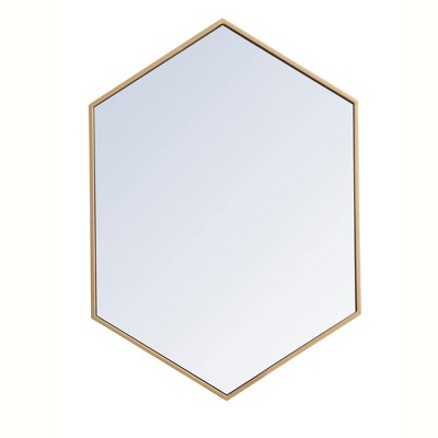 Elegant Lighting Metal frame hexagon mirror 24 inch in Brass