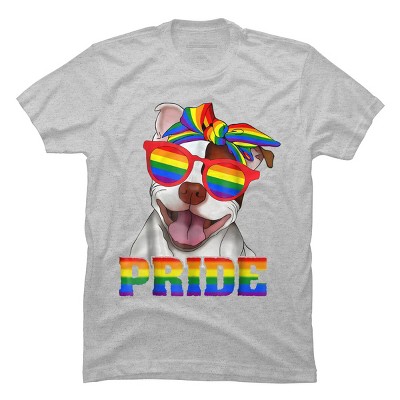Adult Design By Humans Pit Bull Rainbow Pride Dog By Luckyst T-Shirt
