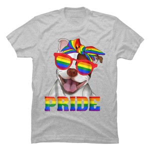 Adult Design By Humans Pit Bull Rainbow Pride Dog By Luckyst T-Shirt - 1 of 2
