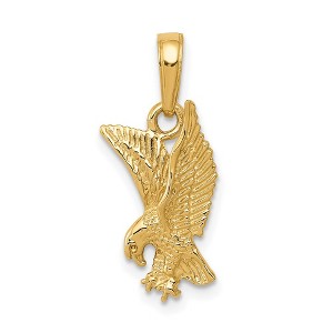Black Bow Jewelry 14k Yellow Gold Small 2D Landing Eagle Pendant - 1 of 4