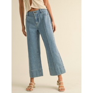 Women's Wide Hem Jeans - MIOU MUSE - 1 of 4