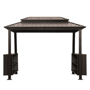 6×10 FT Hardtop Gazebo, Outdoor Gazebo with Double Galvanized Steel Roof, Patio Grill Canopy with 2 Cabinets and Ceiling Hooks-Coolbibila - 1 of 4