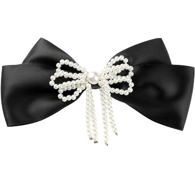 INSPIRE CHIC Women's Bowknot Imitation Pearls Elegant Ribbon Brooch Pre-Tied Bow Tie