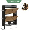 2-Drawer Shoe Cabinet, Slim Space-Saving Shoe Organizer with Hidden Storage, Wooden Entryway Shelf for Hallway, Freestanding Narrow Design - 2 of 4