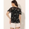 INSPIRE CHIC Women's Chiffon Short Sleeve Ruffled Trim Floral Blouse - 4 of 4