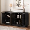 4-Door Storage Cabinet Sideboard Buffet Cabinet Accent Cabinet with Adjustable Shelf, 3D Geometric Doors & Metal Trim - ModernLuxe - 2 of 4