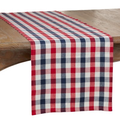 Saro Lifestyle Long Table Runner With Gingham Check Design, 16"x72", Multi