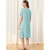 cheibear Women's Nightgown Button Down Short Sleeve Soft Modal Loose Pajama Sleepshirt - 3 of 4