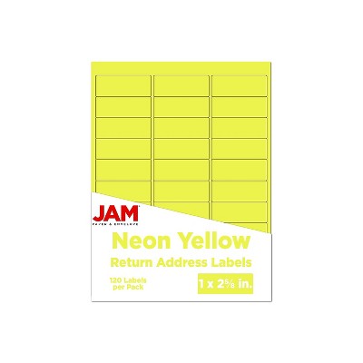 JAM Paper Laser/Inkjet Mailing Address Label 1" x 2 5/8" Neon Yellow 354328008