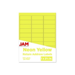 JAM Paper Laser/Inkjet Mailing Address Label 1" x 2 5/8" Neon Yellow 354328008 - 1 of 4