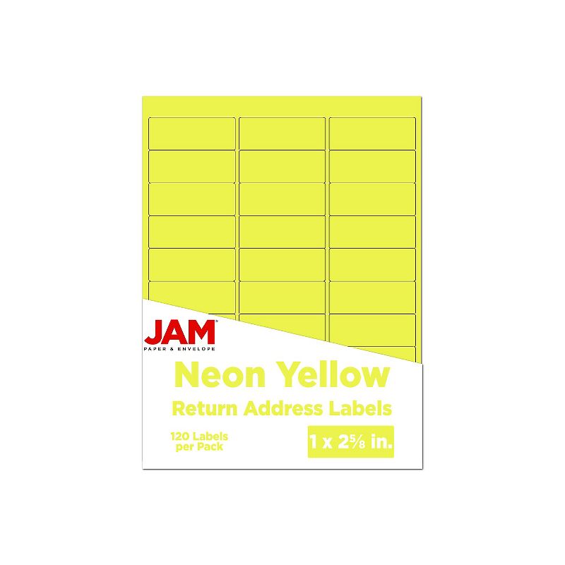 JAM Paper Laser/Inkjet Mailing Address Label 1" x 2 5/8" Neon Yellow 354328008, 1 of 6