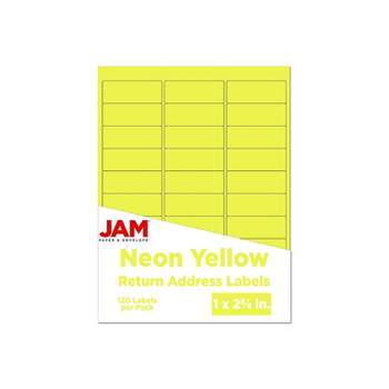 JAM Paper Laser/Inkjet Mailing Address Label 1" x 2 5/8" Neon Yellow 354328008