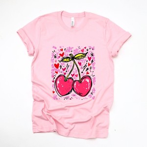 Cherry Hearts Grunge - Women's Short Sleeve Graphic T-Shirt - 1 of 4