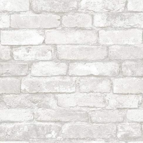 Nuwallpaper Brick Peel Stick Wallpaper White Gray Target