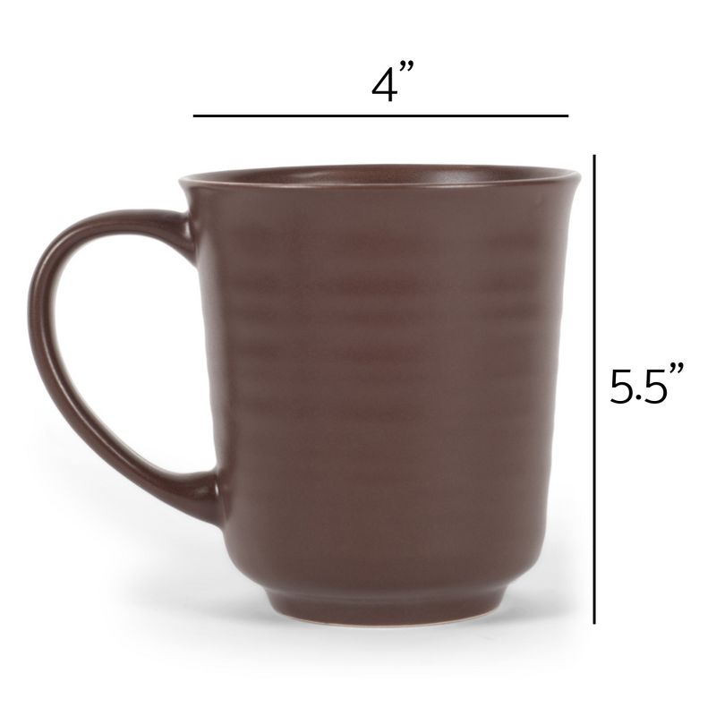 Elanze Designs Brown Matte Glaze Finish 17 ounce Stoneware Coffee Cup Mugs Set of 4, 4 of 6