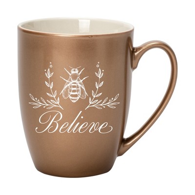 Elanze Designs Believe Bronze 10 ounce New Bone China Coffee Cup Mug