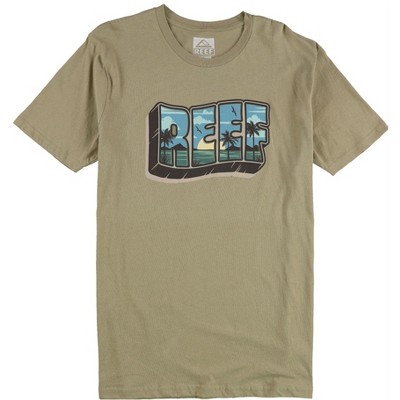 Reef Mens Highlands Graphic T-Shirt, Beige, Medium