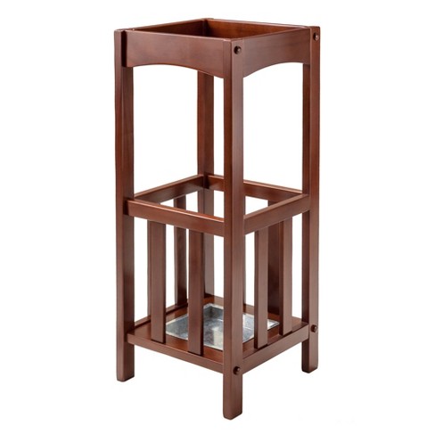 Rex Umbrella Stand With Metal Tray Walnut/metal - Winsome : Target