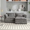 76.77'' Chenille Double Sofa with Removable Armrests L-Shaped Sectional Sofas, Footstool, and Convenient Side Pockets - 3 of 4