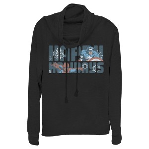 Juniors Womens Marvel Happy Holiday Heroes Cowl Neck Sweatshirt - 1 of 3