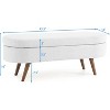 43.5" Bedroom Bench, End of Bed Bench with Storage, Linen Fabric Upholstered Entryway Benches with Wood Legs Ottoman Storage Benches for Living Room - 2 of 4
