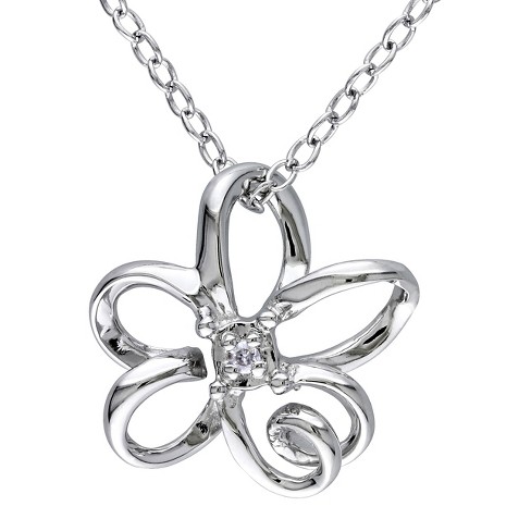 Women's Diamond Heart Pendant Chain Necklace In Sterling Silver - Silver :  Target