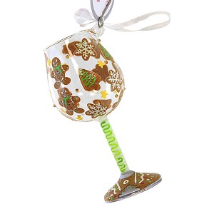 Lolita Glassware 4.0 Inch Gingerbread Dreams Wine Glass Ornament Hand Painted Tree Ornaments - 1 of 3