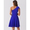 INSPIRE CHIC Women's Christmas Party Elegant Flared Bow One Shoulder Evening Cocktail Dresses - 3 of 4
