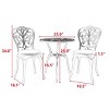3-Piece Cast Aluminum Patio Bistro Set, Rust-Resistant Outdoor Seating Set with Floral Design, Patio Small Space Chat Sets for Balcony-The Pop Home - 4 of 4